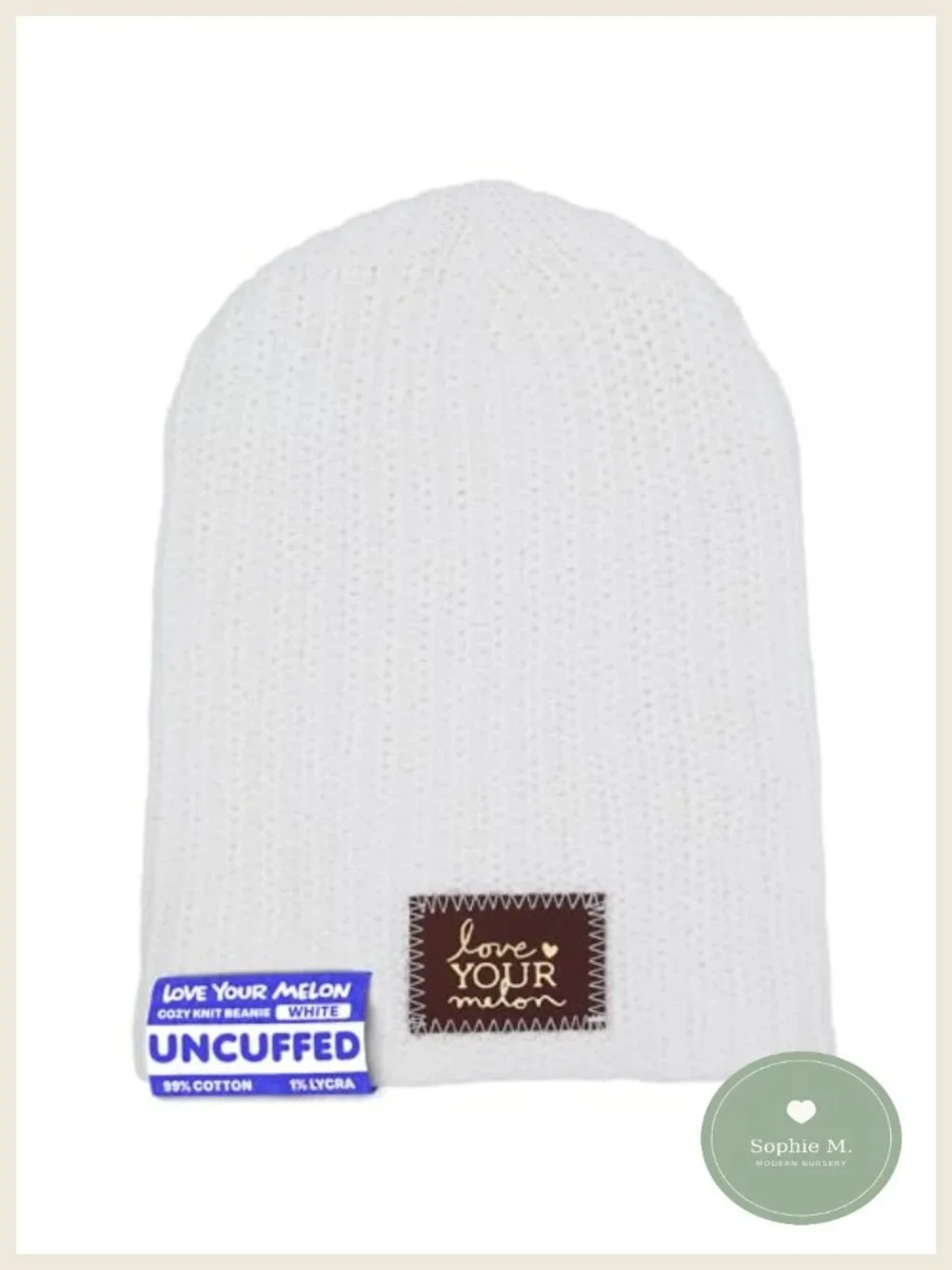 Unisex Cotton Knit Beanie with Leather Patch Lightweight Breathable Hat